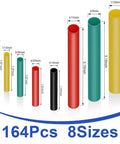 Pro Grade 164 Piece Heat Shrink Tubing Kit Eight Sizes For Auto Industrial And Home Wiring Color-coded tubing sizes diagram