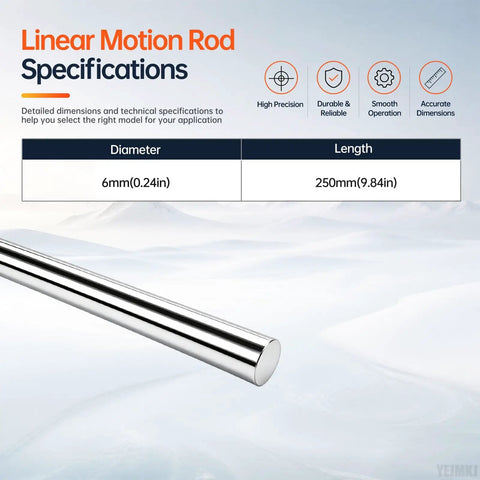 Precision 2-Pack Linear Motion Rods Featuring Smooth Chrome Plated C45 Carbon Steel Shafts For DIY Robotics CNC And 3D Printer Builds With Ultra Low Friction Glide dimensions and specifications