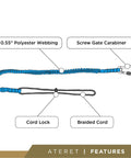 Diagram of Beefy Built Tough Safety Lanyard With Single Carabiner And Adjustable Loop End, 52 Inch Length, Aluminum Screw Lock Carabiner
