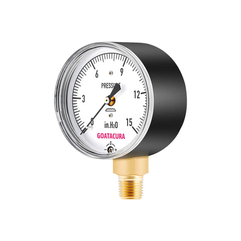 Low Pressure Diaphragm Type Gauge For Water And Air Systems, 0 To 15 Inches Of Water Range, 2-1/2 Inch Dial, 1/4 Inch NPT Lower Mount