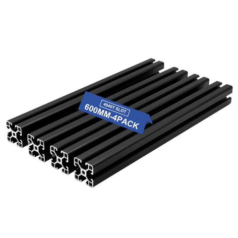 Image of 4Pack 4040 T Slot Aluminum Extrusion 600mm Black 40x40 Anodized European Standard Framing For DIY 3D Printer Builds And CNC Projects