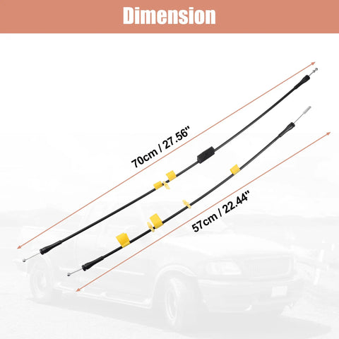 Two Piece Rear Upper Left And Right Door Latch Release Cables Kit For Ford F150 Extended Cab dimension diagram
