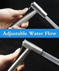 Handheld Bidet Sprayer For Toilet With Adjustable Water Pressure Stainless Steel Hose Attachment in use