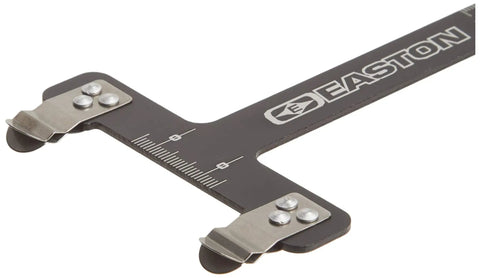 Close-up of T Bow Square Archery Bow Tuning Tool Attaches To String Above And Below The Nocking Point For Precise Brace Height And Nock Point.