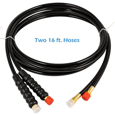 Heavy Duty Hydraulic Steering Hose Kit 16 Foot Pre Assembled Copper 1000 PSI Marine Grade No Cutting Needed Compatible With Outboard Steering Systems Built To Last Today, showing coiled hoses