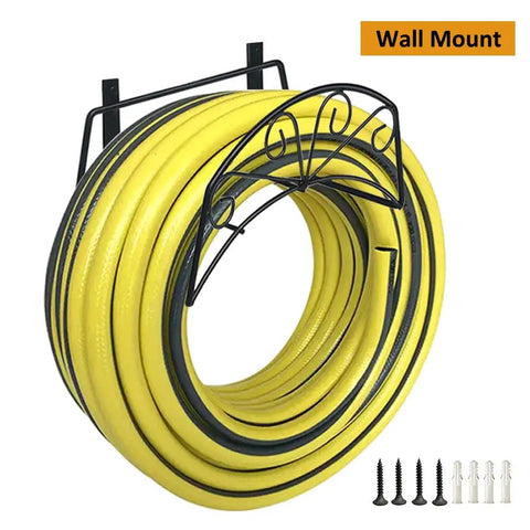 Heavy Duty Metal Hose Stand With Wall Mount Or Hanging Bracket Outdoor Water Hose Holder Reel In Black Sturdy Steel Construction