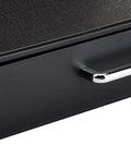Close-up of Nespresso OriginalLine Capsule Drawer Organizer Holds 50 Pods Black Storage Tray With Easy Open Drawer Handle