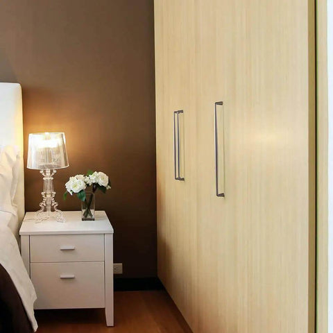 Wardrobe with Antique Silver Zinc Alloy Cabinet Handles Set Of 6, 6.3 Inch Center To Center Pulls For Kitchen And Bedroom