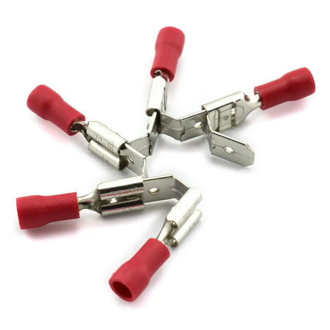 Red 22-16 AWG piggy back terminals from 30 Pc Crimp Terminal Connector Kit With Wire Spade Quick Splice PVC Semi Insulated Piggy Back Terminals In AWG Sizes 12-10, 16-14, 22-16, Male And Female, Great For Car, Motorcycle, Boat, And DIY Wiring