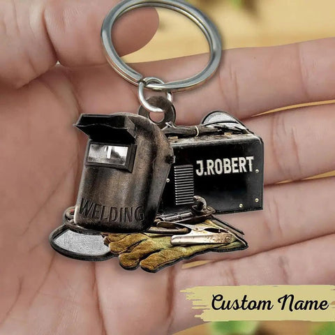 Dope Welder Themed Personalized Acrylic Keychain And Ornament With Two Sided Design Featuring Two Sizes 5 Cm Keychain