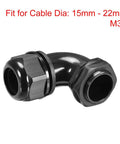 M32 90 Degree Cable Gland With IP68 Waterproof Nylon Joint And Adjustable Locknut For 15mm To 22mm Cable Diameters