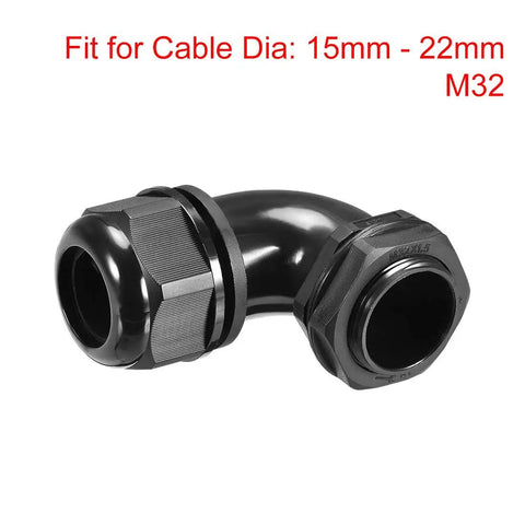 M32 90 Degree Cable Gland With IP68 Waterproof Nylon Joint And Adjustable Locknut For 15mm To 22mm Cable Diameters