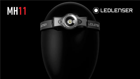 Rechargeable 1000 Lumen Headlamp With Bluetooth App Control on black mannequin head, showcasing front LED light design.