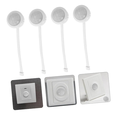 4 Pack Motion Sensor LED Light With Induction Sensor For Hallway Garage Garden Courtyard Lighting Easy Installation Energy Efficient Emergency Lighting Motion Activated Auto On Off, white plastic