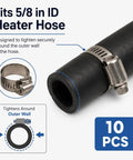 10 Pack Adjustable Stainless Hose Clamps Heavy Duty T-Bolt Worm Drive Kit For Radiator Fuel Line HVAC Plumbing 304 Grade Rust Resistant Corrosion Proof Metal Pipe Fittings Ultimate Gotta Have Tool on 5/8 in heater hose, 10 pcs