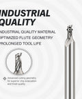 Side view of ZahyoX O Flute Upcut Spiral CNC router bit, 1/4 in shank, 1/8 in dia, 2 in overall length