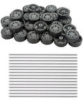 RC Car Wheel Set 30 Small Rubber Wheels With 15 Round Shafts Axles For RC Cars Trucks Robots DIY Model Toy Building Project Silver 2x16mm