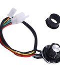 500W Brushed Motor Speed Controller Kit With Aluminum Alloy Throttle Grip Set components, including knob and wiring, on white background