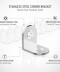 Stainless Steel Right Angle Corner Bracket For Bed Frames And Cabinets, Furniture Joint Stabilizer, durable support, easy to install