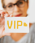 20 Pack Of Top Shelf Blank White Pvc Id Cards Sized At 85X54MM crafted for straight up double sided printing showing a woman holding a VIP card.