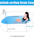 Deep Soak Tub Overflow Drain Cover With Heavy Duty Suction Seal That Adds Inches To Your Bathtub For The Ultimate Spa Vibe Easy Push Install Clear Finish Total Bathroom Game Changer in a deep soaking bathtub.