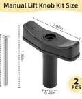 Dimensions of Roof Vent Lift Arm Knob Kit K1140-09 For Manual Lift Systems, 2.04in length, 0.52in height, black finish