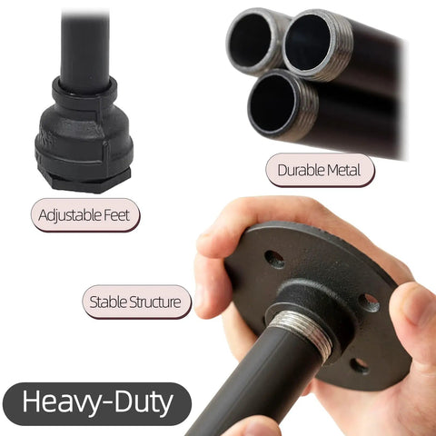 Industrial Pipe Table Legs Set Heavy Duty Metal X Shaped Base close-up with adjustable feet and durable metal structure