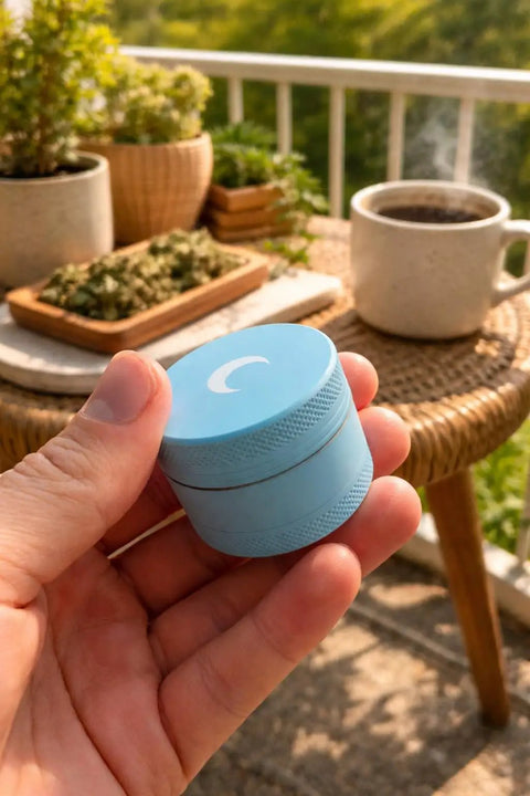 Compact Manual Spice Crusher For Kitchen And Outdoors No Battery Needed Hand Crank Metal Grinder, blue, in hand