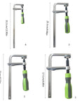 Heavy Duty Guide Rail Clamps With Handle For Woodworking Track Saw Tables And Rails Screw Action Arm Sizes Displayed