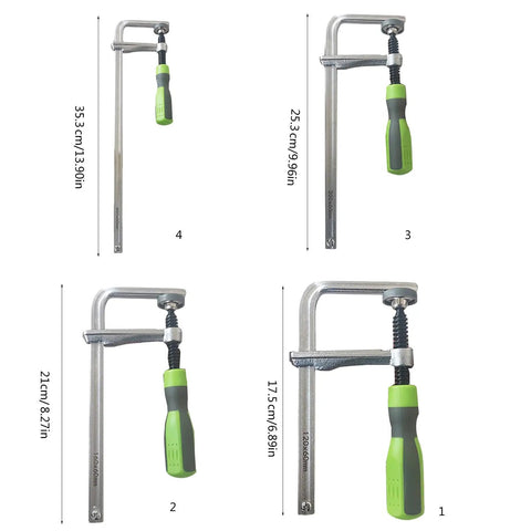 Heavy Duty Guide Rail Clamps With Handle For Woodworking Track Saw Tables And Rails Screw Action Arm Sizes Displayed