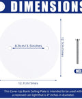 Dimensions of Six Pack White Round Ceiling Cover Plates With M3.5 Screws 5 Inch Blank Junction Box Covers
