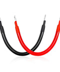Two Package 2 Awg Battery Cables 12 Inch Pure Copper Power Inverter Wires With 3/8 Ring Lugs, red and black cables.