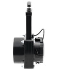 Side view of 3 Inch Stainless Steel RV Waste Dump Gate Valve With Cap For Easy Dumping And Quick Open Close, plastic handle visible