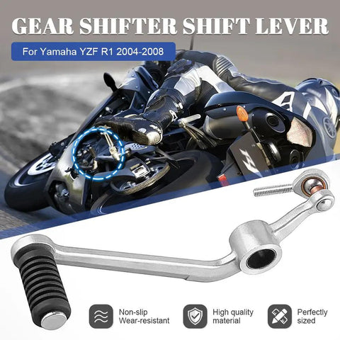 Aluminum Motorcycle Shift Lever Replacement For Yamaha YZF R1 2004 2005 2006 2007 2008 With Black Rubber Footpeg