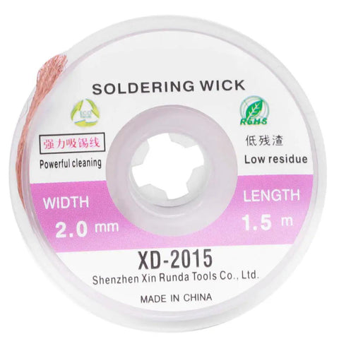 Copper Core Solder Wick Desoldering Braid For No-Fuss Electronics Repair And PCB Rework, 2.0mm width on spool