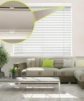Clear Valance Clips For Horizontal Blinds 2.5 Inch Snap On Rod Holders in a living room setup with modern decor.