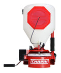Chest Mounted Grass Seed And Fertilizer Spreader With Easy Fill Hopper 35 Pound Capacity Adjustable Gate Trigger Side Baffle