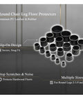 Straight Up Legit Round Chair Leg Protectors With Black PU Leather Slip On Floor Guards For Hardwood Surfaces Quiet Glide Pads in various sizes.
