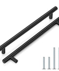 10 Pack 256mm Center To Center Black Bar Cabinet Pulls Modern T Bar Handles, hollow stainless steel with screws