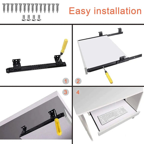 Heavy Duty Ball Bearing Drawer Slides Side Mount Cabinets Tables Built Tough As Nails Rust Resistant Steel Silent Smooth Glide Anti Collision Max Load Capacity Durability Workshop Store DIY Projects Without Glitches Or Annoyances, installed on white desk drawer