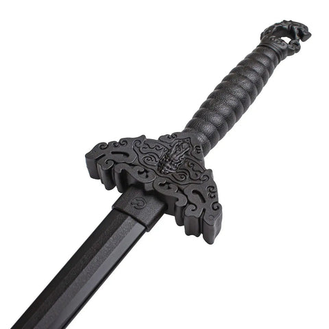 Durable Black Polypropylene Martial Arts Training Blade With Rounded Tip For Practice And Cosplay, round handle with dragon pommel