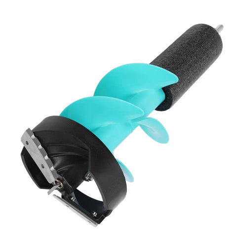 Cool 6 Inch Manual Ice Auger Drill With Floating Tube And Razor Sharp Nylon Bit For Easy Burrowing, features a sharp nylon bit.