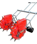 Double Row Hand Push Garden Seeder Roller Seeding And Fertilizer Applicator Manual Seeder Row Planter Handheld Seed Spreader with 8 outlets