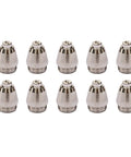 0.030 Inch Plasma Cutter Tip Nozzles Consumables Kit 50 Pack For CUT60 CUT60SP CUT50DP CUT50PI LGK60 LTP 5000 And More 60 Series Machines Pro Grade Long Life Electrodes For Clean, Smooth Cuts arranged in two rows.
