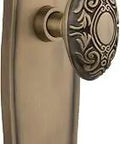 Prairie Plate With Victorian Privacy Knob Set Antique Brass Finish Solid Forged Brass Plates And Lead Crystal Knobs Privacy Lock
