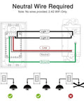 Wiring diagram for Two Gang Dimmer Switch With Dual Control, 2.4Ghz WiFi Smart Light Switch Compatible With Alexa And Google Home.