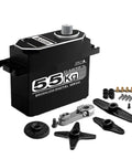 Hella Tough High Torque Digital Servo Featuring A Brushless Motor And Solid Metal Gears For IP67 Waterproof Durability and Sick RC Performance, showcasing accessories.