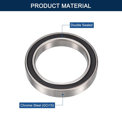 10 Pack 6806-2RS Deep Groove Ball Bearings 30mm X 42mm X 7mm Chrome Steel Double Rubber Sealed with black seals shown.
