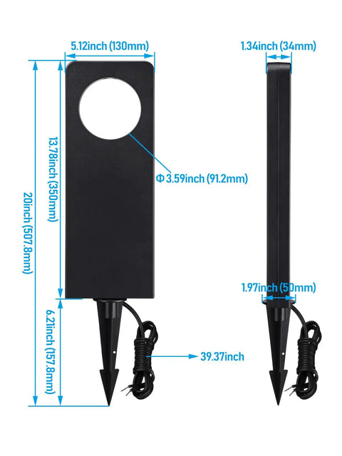 Dimensions of LED Low Voltage Pathway Lights Pack Of 4, 12V AC/DC Landscape Lighting With Anti Glare Dual Side Glow in Black Finish