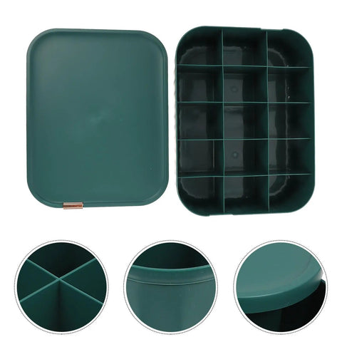 Slick Multi Compartment Heavy Duty Plastic Drawer Storage Container With Secure Top, green organizer with removable sections.
